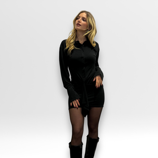 Abito Corto Nero con Nodo | Modello Selena | Deda Roma