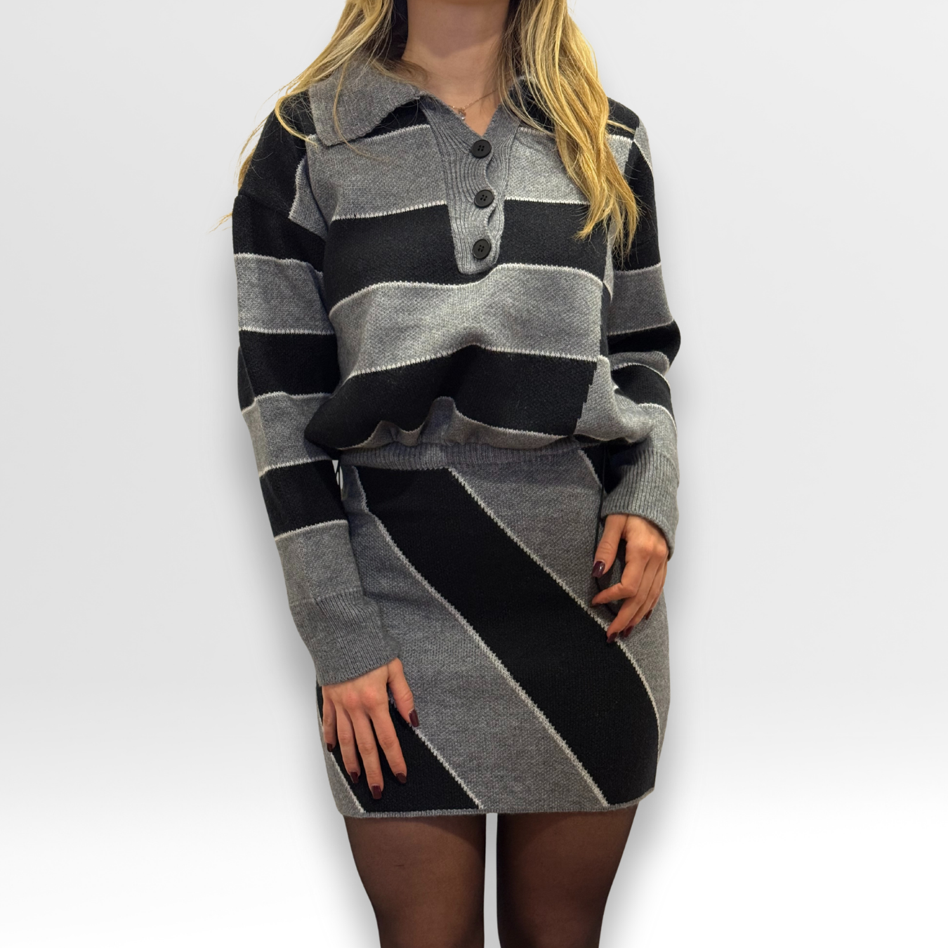 Coordinato Maglione e Gonna a Righe | Coordinato Camilla | Deda Roma