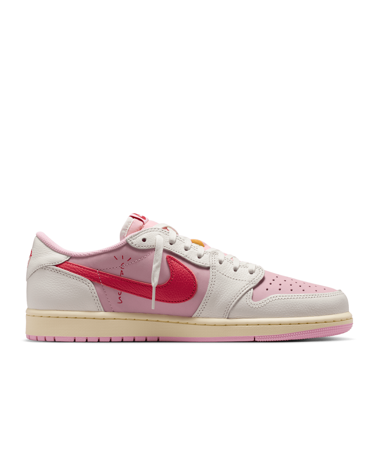 Acquista le Jordan 1 Low Travis Scott Tropical Pink in esclusiva da DEDA ROMA. Sneakers originali in edizione limitata, spedizione rapida e gratuita con possibilità di ritiro a Roma in negozio fisico in via di Monteverde 5d.