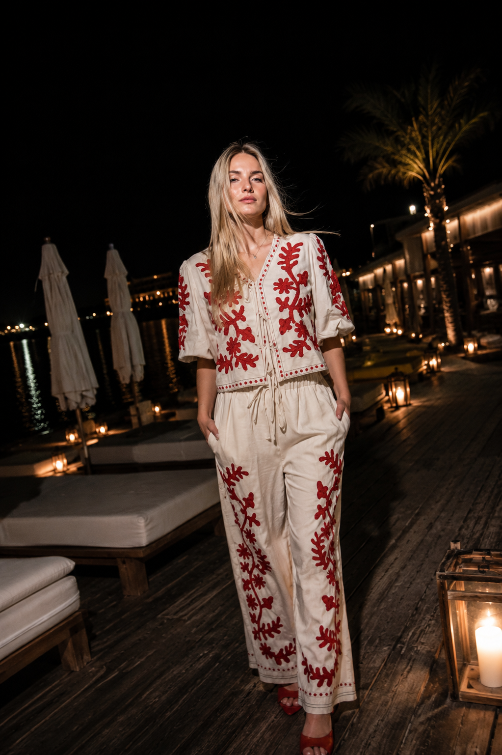 Coraline Set – Coordinato con ricami corallo | Deda Roma