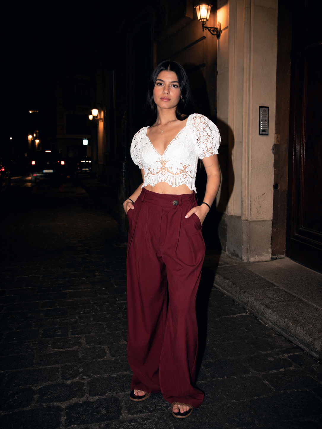 Top Crochet White con Maniche Voluminose | Deda Roma