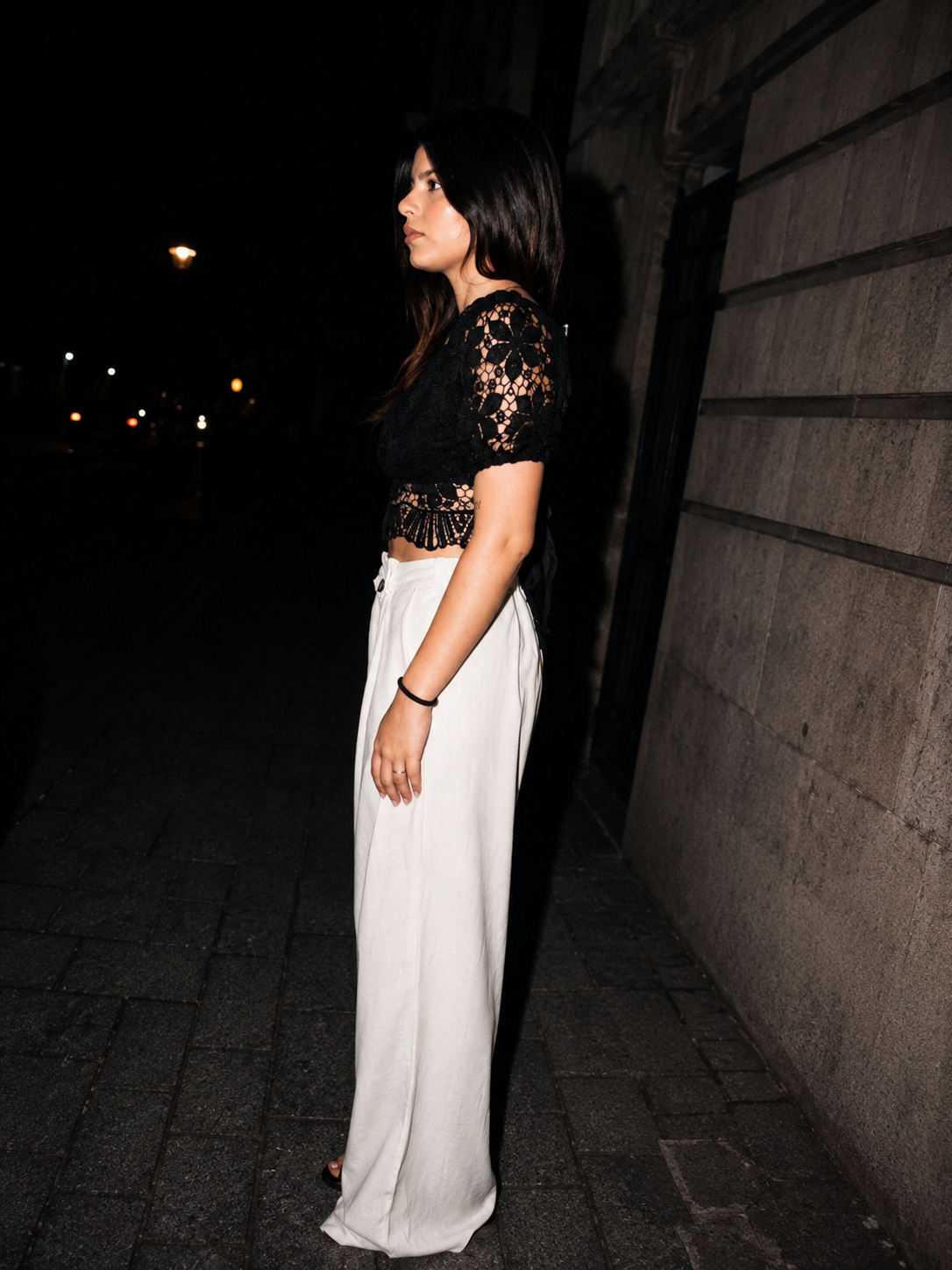 Top Crochet Noir con Maniche Voluminose | Deda Roma