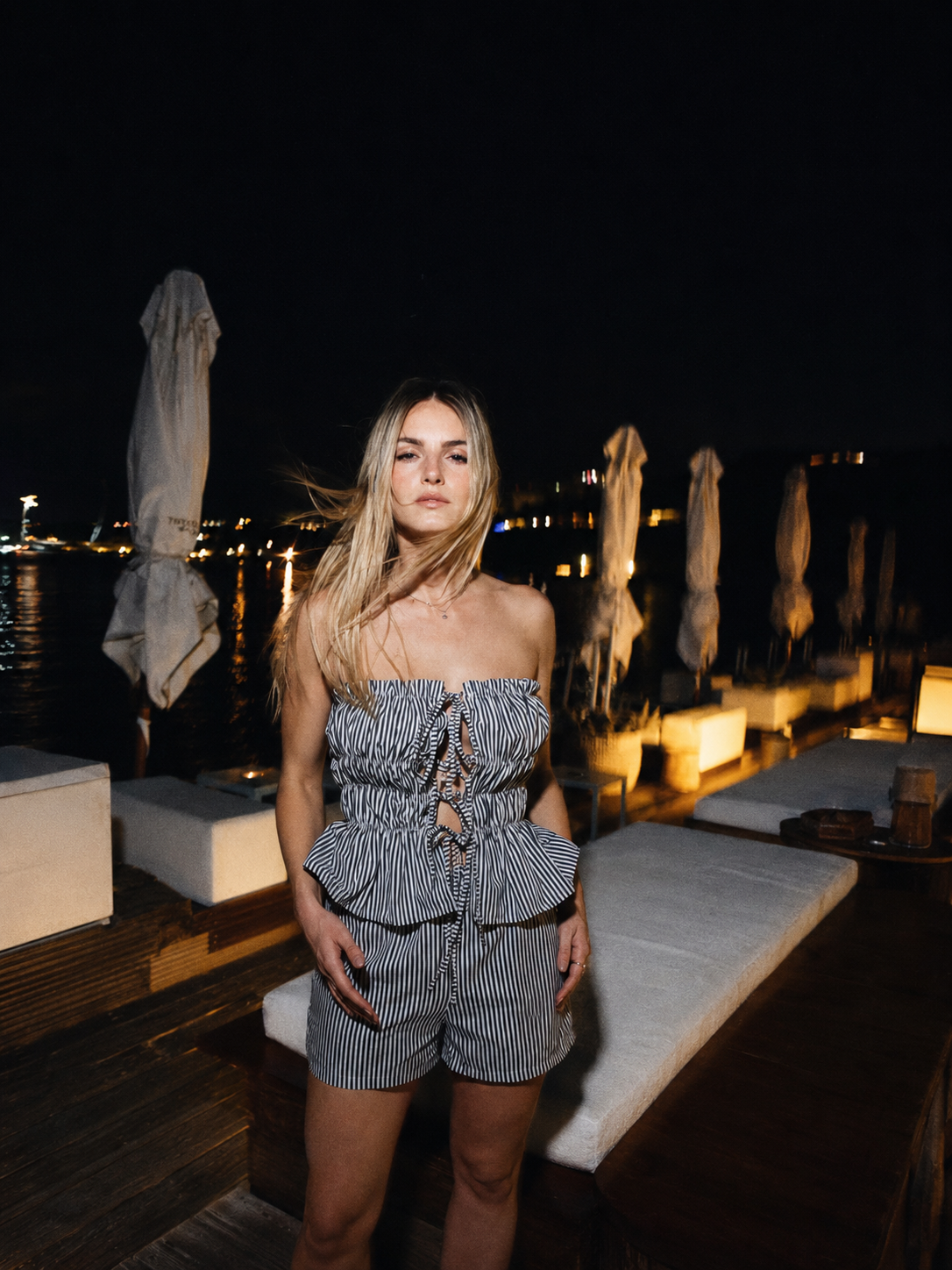Portofino Striped Top – Top a righe con laccetti frontali | Deda Roma